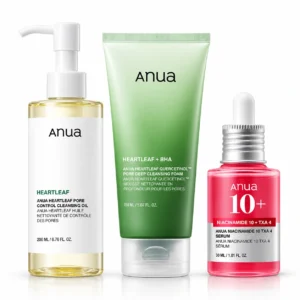 Anua 3-Step Glass Skin Set – Cleansers, Serum Korean Skincare